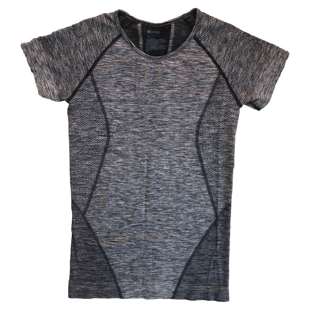 Zella Heather Gray Two Tone Bodycon Structured Short Sleeve T‎ Shirt S